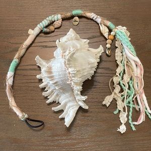 Gypsy Hair Dread Braid with Wooden Beads Charms Seashells Ribbon Hemp